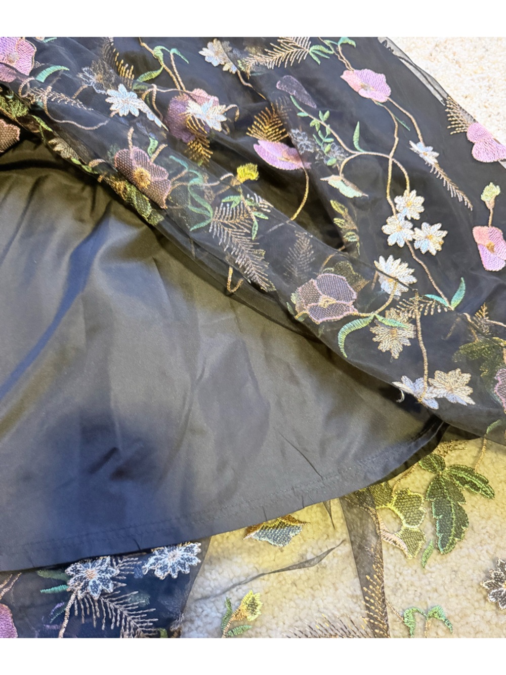 H&M Black Floral Embroidered Tulle A Line Skirt - 4 - Picture 5 of 5